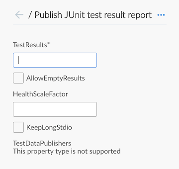 Step configuration for JUnit step